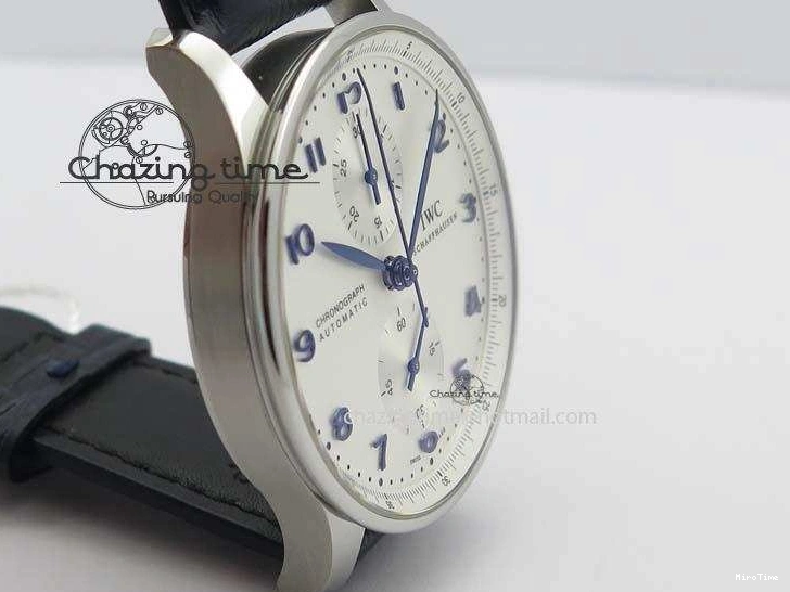 MIROTIME 0715 UrbanStyle Portuguese IW371446 ZF 1:1 Best Edition SS White Dial Blue Markers On Blue Leather Strap  A79350 V 7270
